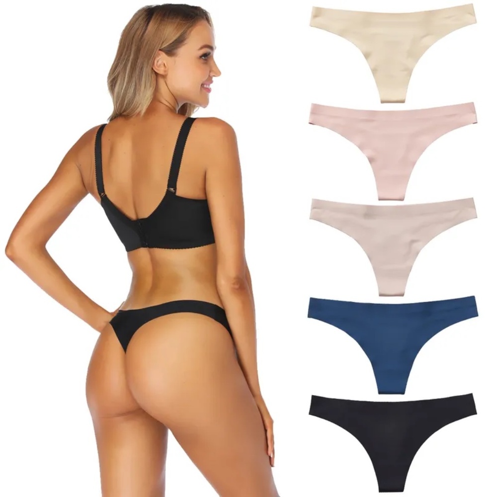 5/$20 New Seamless Black Invisible Panties Underwear Thong Low Waist Women Girls